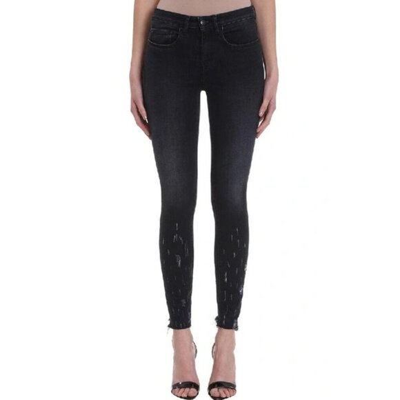 NWOT IRO black faded wash skinny low rise distressed denim jeans, 28 - Picture 1 of 9